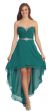 Strapless High Low Formal Prom Dress with Twist at Bust in Emerald Green